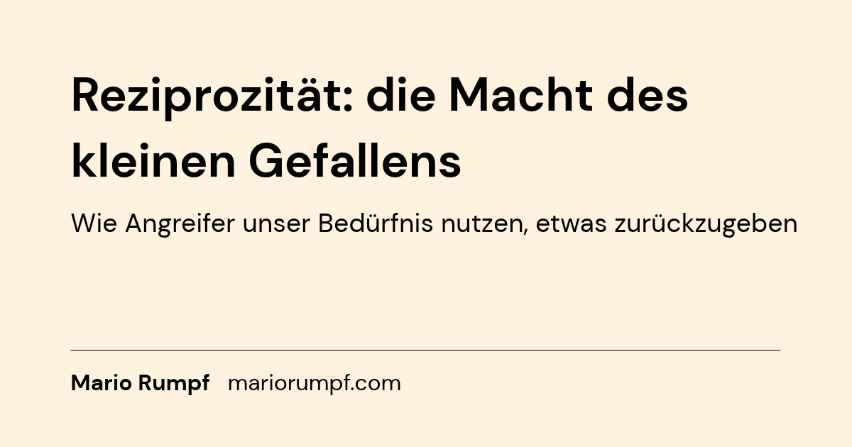 Reziprozität: die Macht des kleinen Gefallens